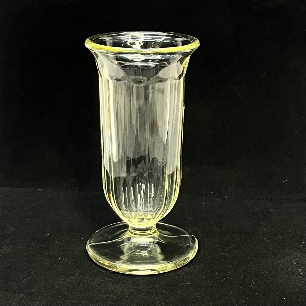 Vintage clear Depression Glass Paneled parfait glass Vase 5.25 In Ribbed Design